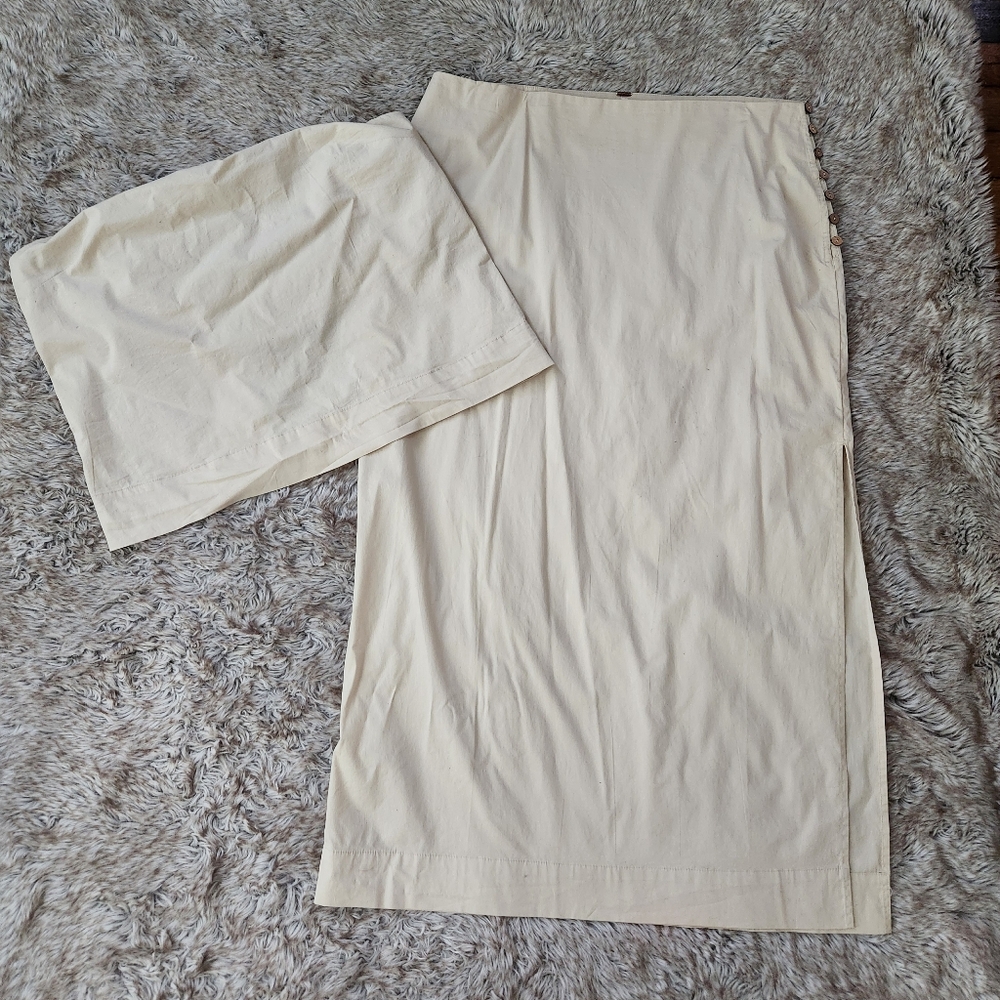 Free People Open Back Tube Top And Side Button Midi Skirt Set In Neutral Size XL